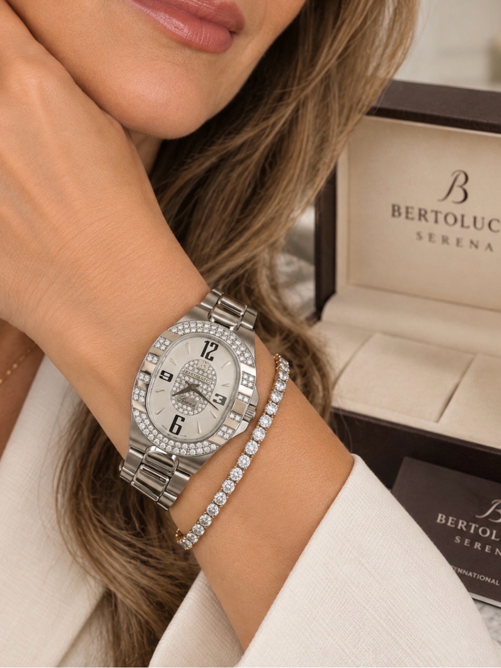 Bertolucci Serena 313 Diamond Ladies Watch 0.64ct 34mm Swiss Quartz New Battery